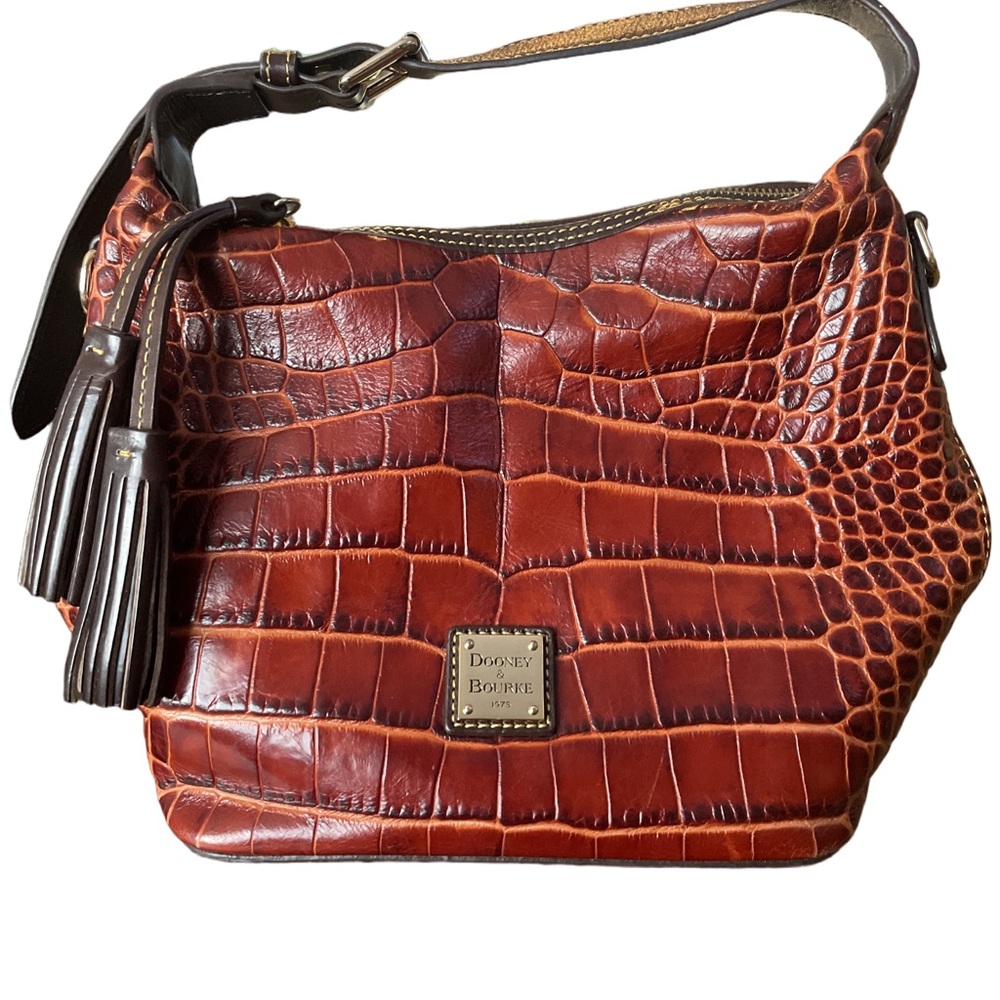 Dooney & Bourke Rich Brown Crocodile Hobo Bag